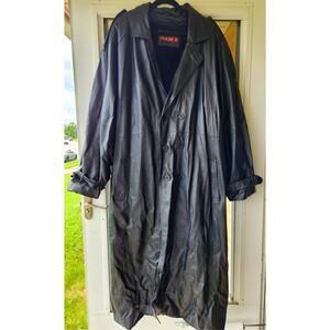 80s Phase 2 Leather Trench Size 2X Metal Gothic Mason Matrix